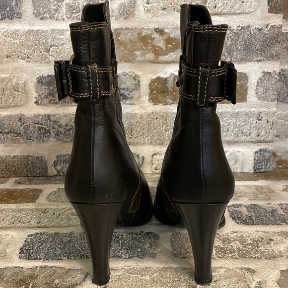 Coach Nancie Soft Calf Black Pebbled Leather Heeled Bootie Made in Italy - Picture 4 of 16